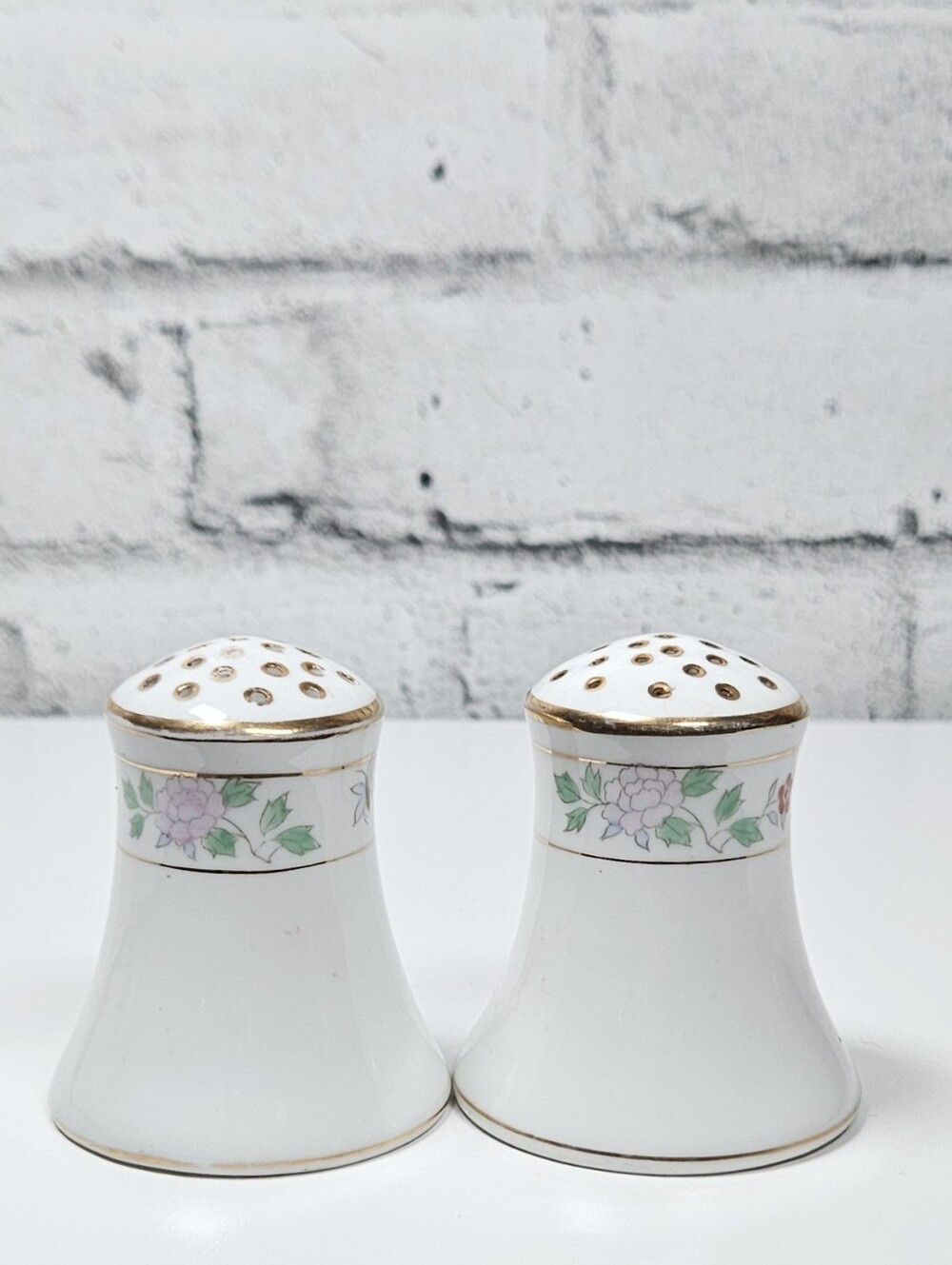 Vintage Noritake Hand Painted Nippon Salt and Pepper Shakers Floral Gold Trim